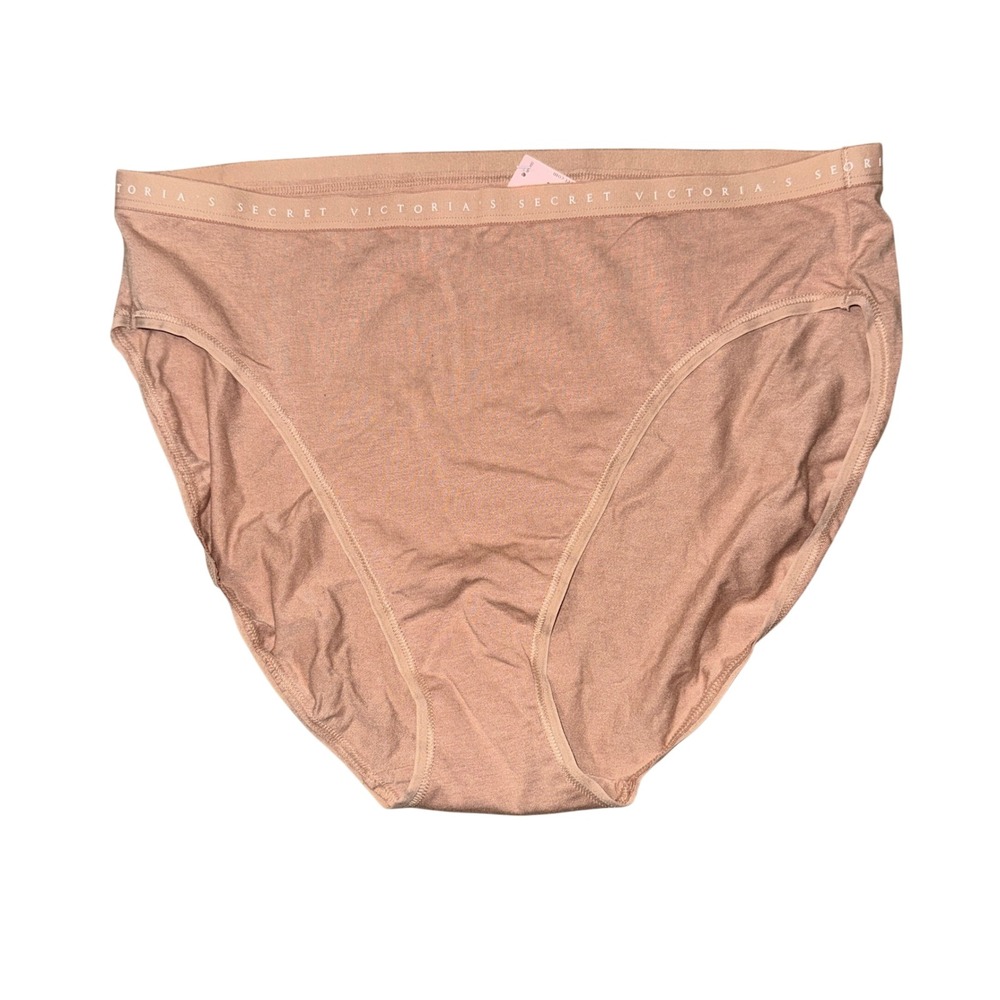 Victoria's Secret High-Leg‎ Brief Size Large Tan Logo Waistband Cotton Modal NWT